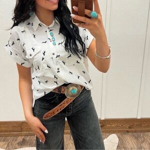 Western horse print women’s top